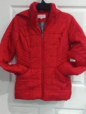 Krush Red Quilted Jacket with Printed Lining